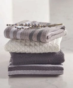 Paderno Best Sellers Basketweave Dishcloth With Scrubber, 4-Pack, Charcoal