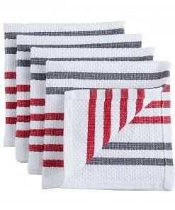 Paderno Basketweave Dishcloth With Scrubber, 4-Pack, Red