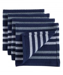 Paderno Best Sellers Basketweave Dishcloth With Scrubber, 4-Pack, Navy