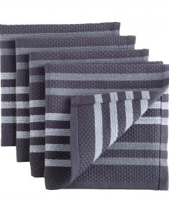 Paderno Best Sellers Basketweave Dishcloth With Scrubber, 4-Pack, Charcoal
