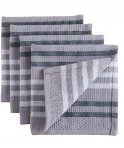 Paderno Basketweave Dishcloth With Scrubber, 4-Pack, Light Grey