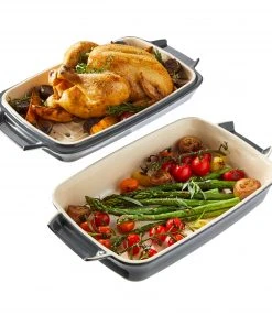 Paderno Bakeware 2-in-1 Ceramic Roaster Set