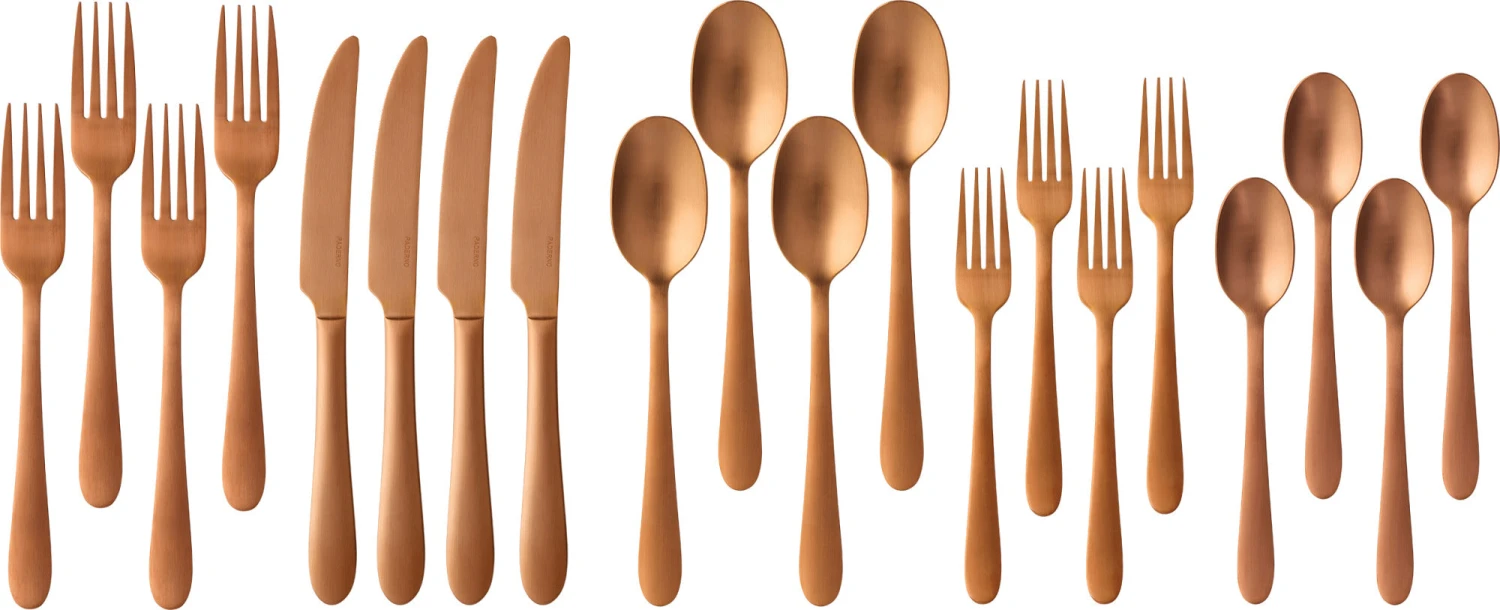 Paderno Caledonia Copper 20 Piece Flatware Set, Matte Finish 4 Paderno Caledonia Copper 20 Piece Flatware Set, Matte Finish
