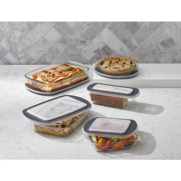 Paderno 9" Glass Pie Plate With Lid 6 Paderno 9" Glass Pie Plate With Lid