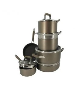 Paderno Classic 12-Piece Champagne Bronze Non-Stick Cookware Set