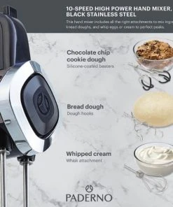 Paderno Appliances 10-Speed High Power Hand Mixer | Mélangeur à Main à 10 Vitesses Haute Puissance