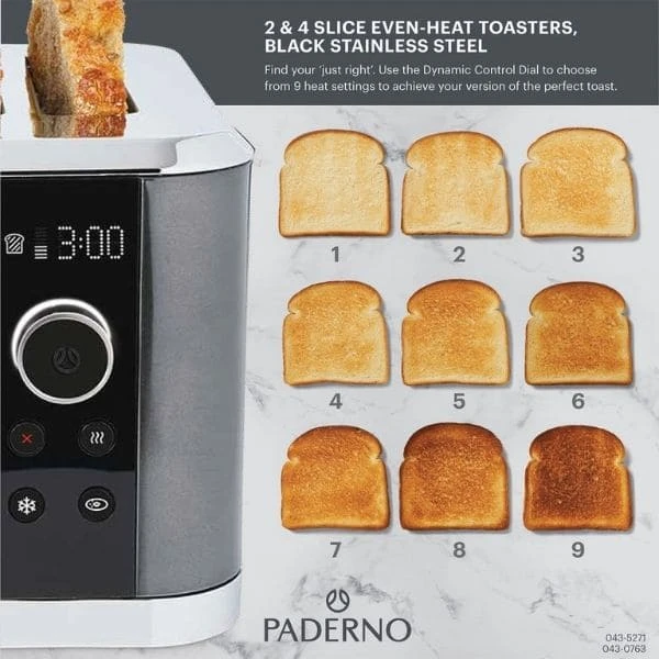 Paderno 2-Slice Even-Heat Toaster | Grille-pain 2 tranches à Chaleur Uniforme Appliances 8 Paderno 2-Slice Even-Heat Toaster | Grille-pain 2 tranches à Chaleur Uniforme Appliances