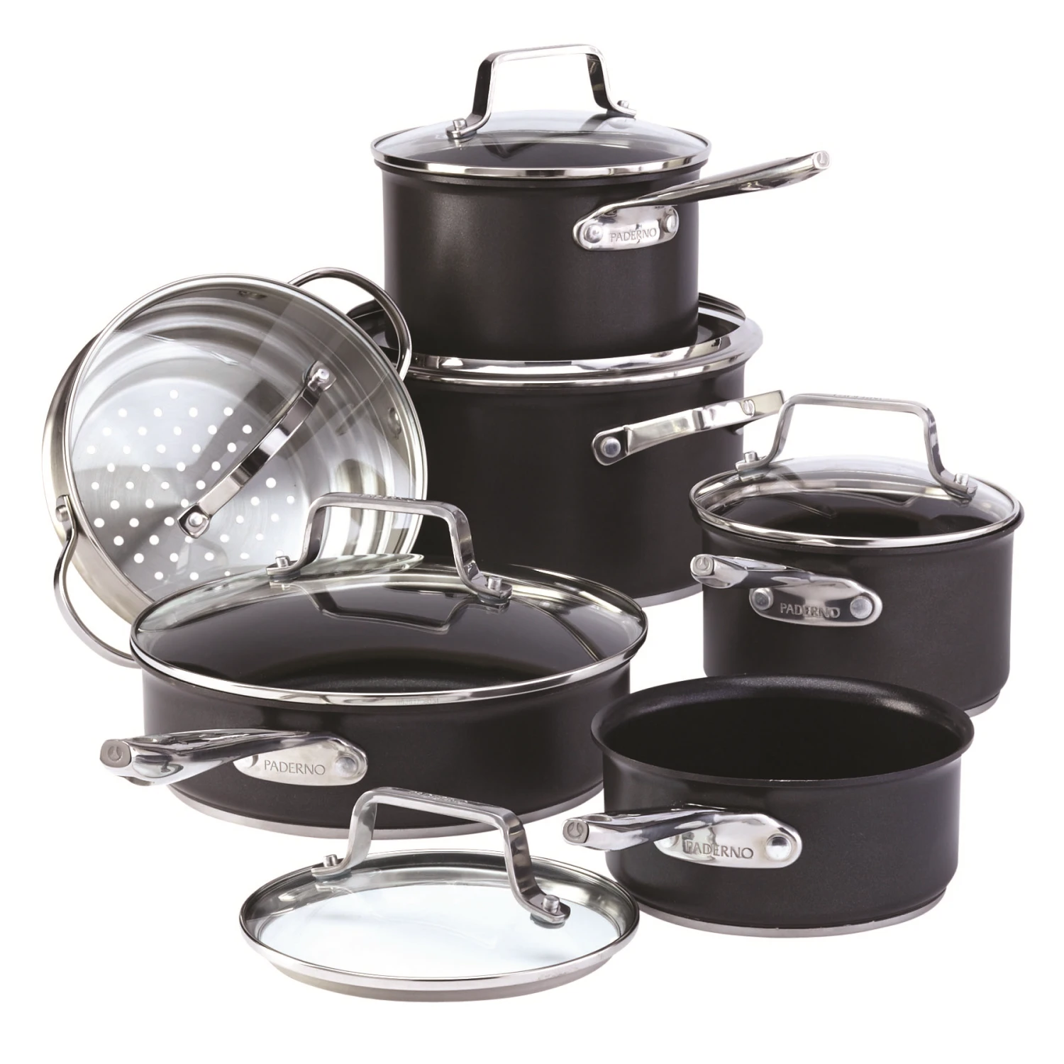 Paderno Cookware Sets Non-Stick Hard-Anodized Cookset, 12-pc | Batterie De Cuisine Antiadhésive, 12 Pièces 3 Paderno Cookware Sets Non-Stick Hard-Anodized Cookset, 12-pc | Batterie De Cuisine Antiadhésive, 12 Pièces